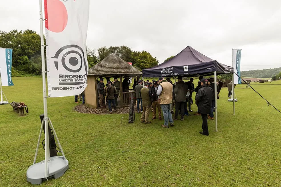 Birdshot event Birdshot event - attendees gathering under marque